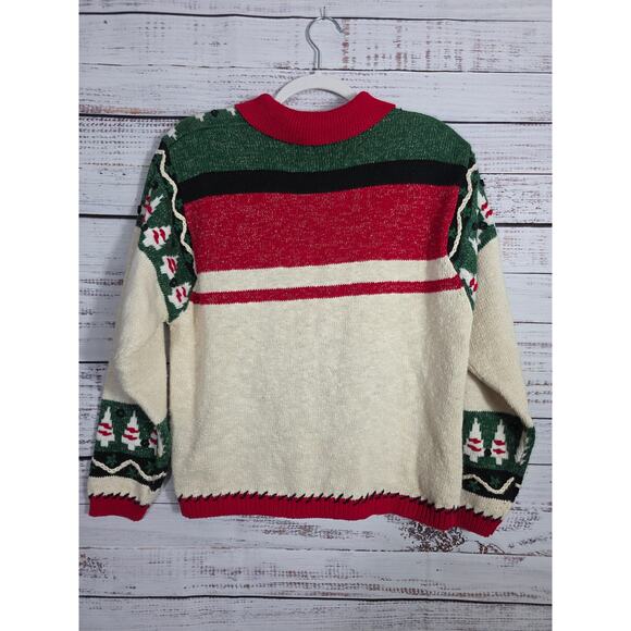 VTG Ugly Christmas Sweater Full Zip Cardigan Women's M Private Collection - Picture 7 of 7